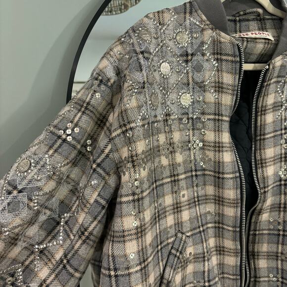 Free People Louie Wool Blend Embellished Bomber Jacket - Picture 5 of 10